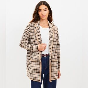 LOFT Plaid Open Front Cardigan XXSP